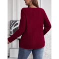 thumbnail image 6 of Women'S Plus Size Tops Trendy V Neck Casual Long Sleeve Shirts Knit Sweaters Wine Red XXL, 6 of 7