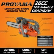 PROYAMA 26CC 2-Cycle Top Handle Gas Powered Chainsaw 12 Inch Petrol Handheld Cordless Chain Saw for Tree Wood Cutting