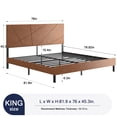 thumbnail image 4 of Full size metal bed frame, square platform bed with under-bed storage, no spring-loaded mattress required, vintage brown, 4 of 7