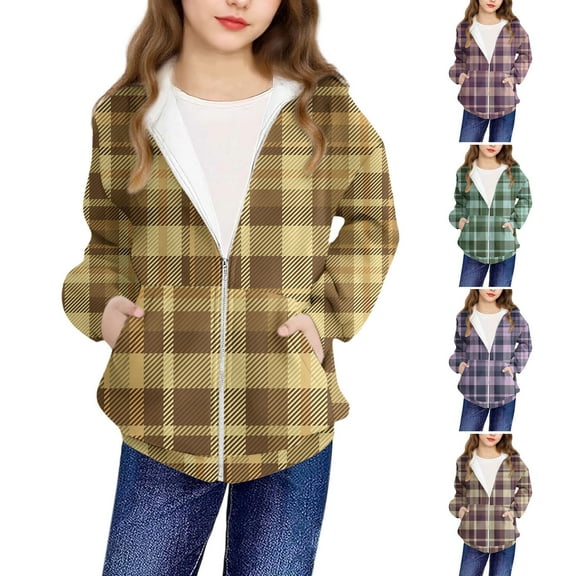 Piuwrlz Girls Lightweight Jacket Hooded Jackets Winter Zipper for Girl Sweatshirt Yellow Size 4 Years