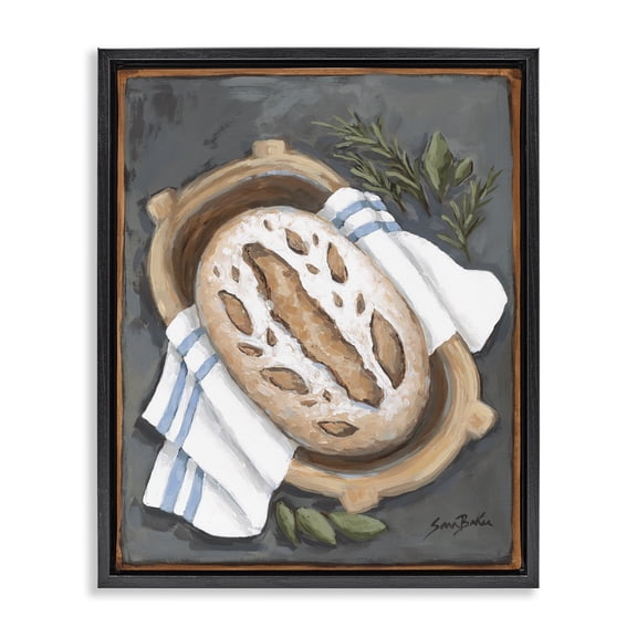 Stupell Industries Bread Baking Basket Food & Beverage Painting Black Floater Framed Canvas Art Print Wall Art, 17 x 21