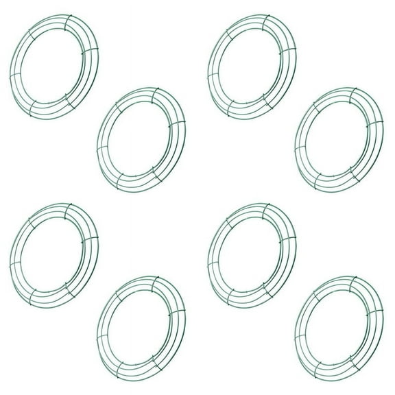 14 Inch Wire Wreath Frame Metal Round Wreath Form Making Rings Green for Christmas Party Home Decoration DIY Pack of 8