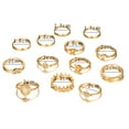 thumbnail image 6 of rygai 13Pcs/Set Fashion Ring Shining Rhinestone Crown Moon Star Knuckle Ring for Party,Golden, 6 of 8