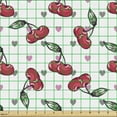 thumbnail image 2 of Ambesonne Cherry Fabric by the Yard Upholstery, Fruits on Bicolour Hearts, 1 Yard, Dark Pink and Reseda Green, 2 of 5