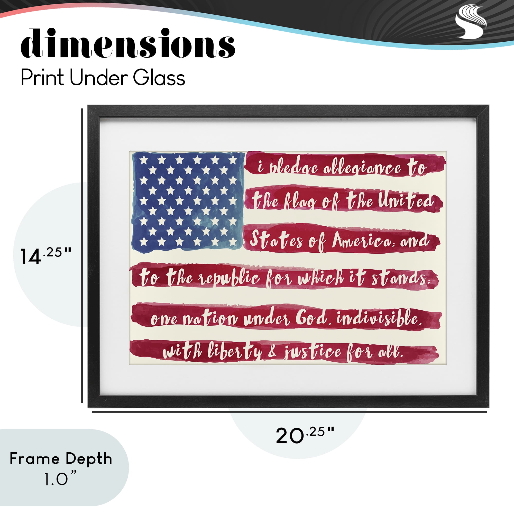 Stupell Industries Pledge Of Allegiance Flag Stripes Black Framed Print Under Glass, design by Sophie 6