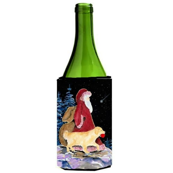Santa Claus With Golden Retriever Wine bottle sleeve Hugger - 24 oz.