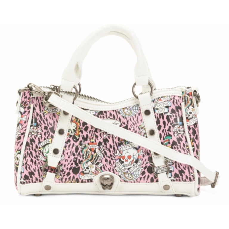 Ed Hardy Women's Faux Leather Tattoo Print Shopper Satchel Handbag