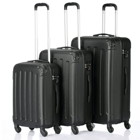 3 Pieces Travel Spinner Luggage Set Bag ABS Trolley Carry...