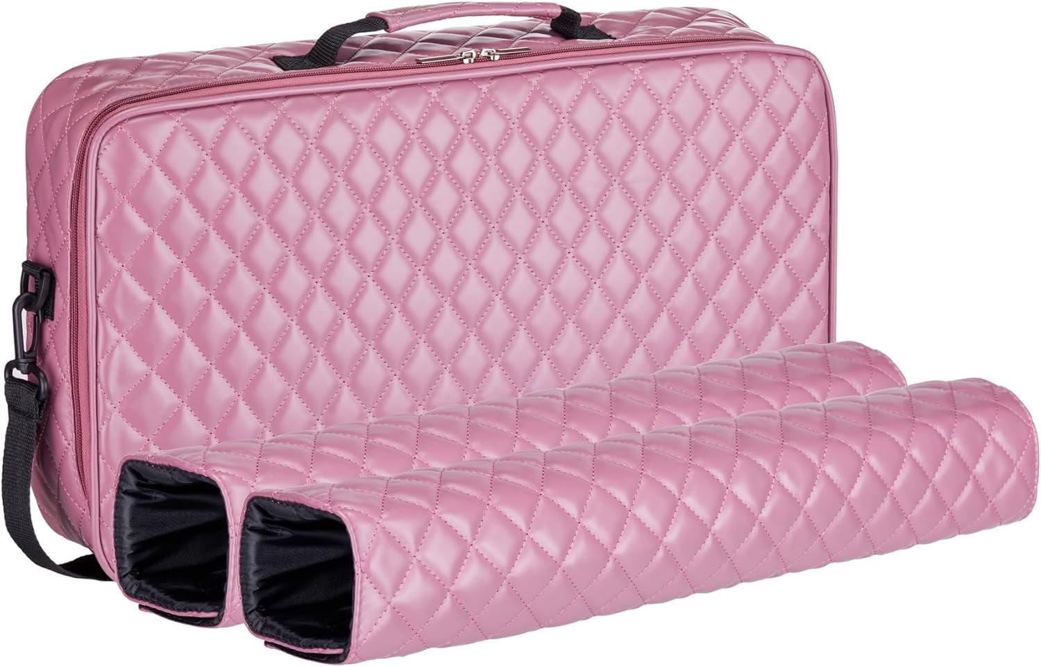 American Mahjong Set Purple Pink - Quilted PU Leather Carrying Bag with Shoulder Strap & Handles, All-in-One Tile Racks with Pushers, 166 Engraved Tiles, Dice, Bettor, Extra Tiles & Instructions