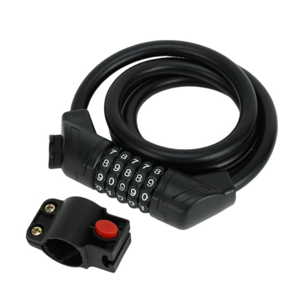 Candado de bicicleta de Bargains único, candado en espiral con cable, bloqueo de bicicleta de 5 dígitos reiniciable, cable de acero ABS de 120 cm, negro mate, 1 juego