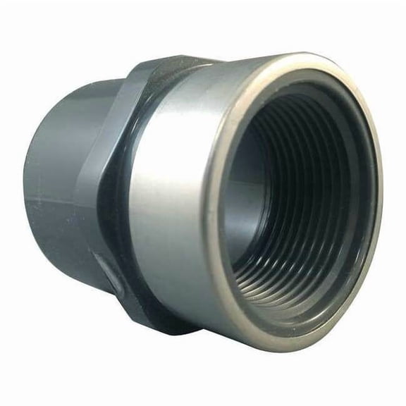 PVC, Stainless Steel Female Adapter, Socket x FNPT, 1-1/4 in Pipe Size