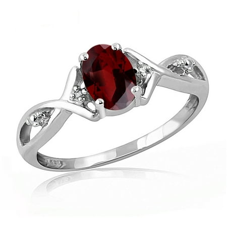 Goddess Garnet Ring - 1.00 Carat T.G.W. Garnet Gemstone and Accent White Diamond Ring