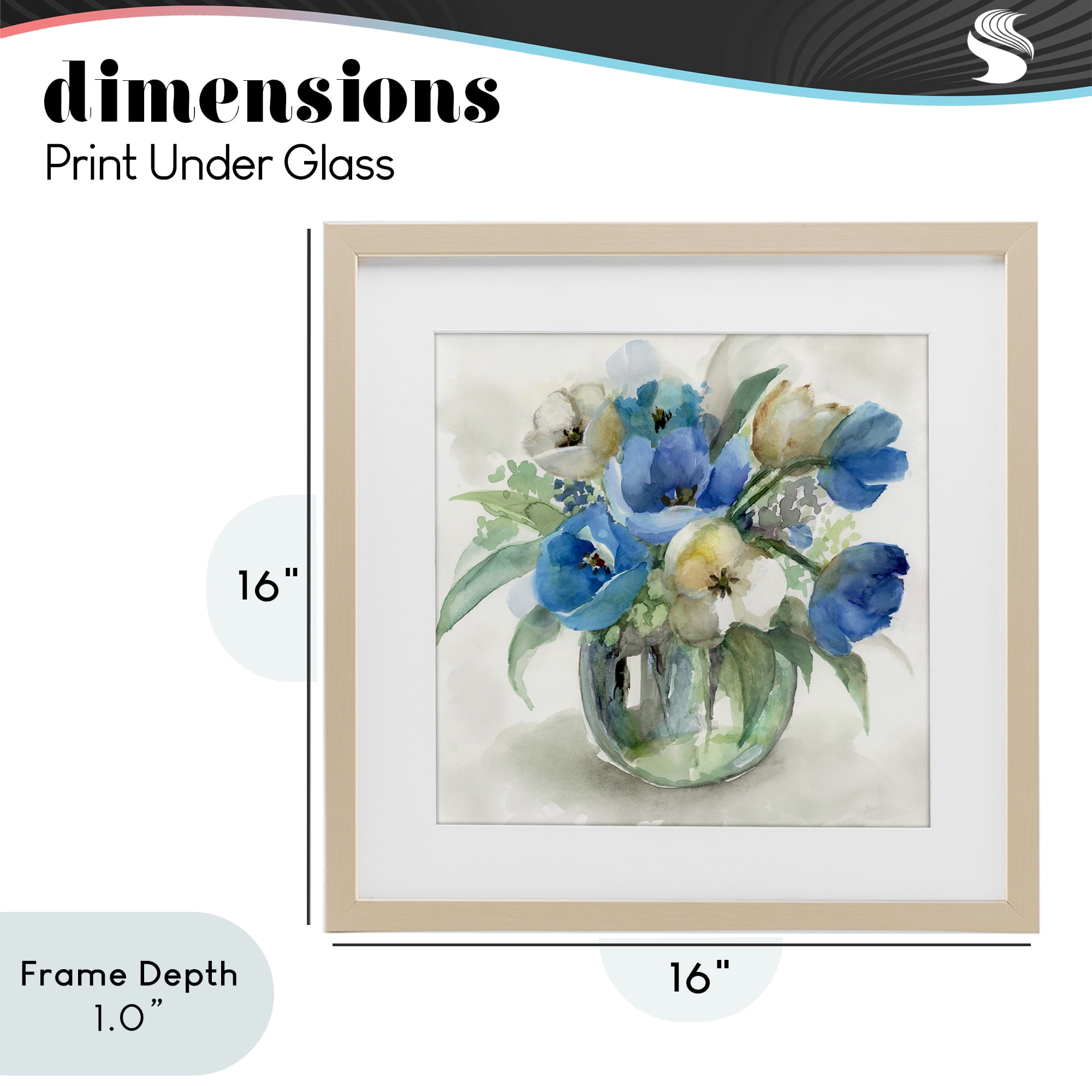 Stupell Industries Blue Tinted Flower Pot Birch Framed Print Under Glass, design by Nan