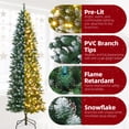 thumbnail image 4 of PIONEERWORKS 7.5Ft Pre-lit Snow Flocked Artificial Pencil Christmas Tree, Skinny Xmas Tree, 350 Lights, 1,075 Frosted Tips, 64 Pine Cones, Foldable Stand, 4 of 10