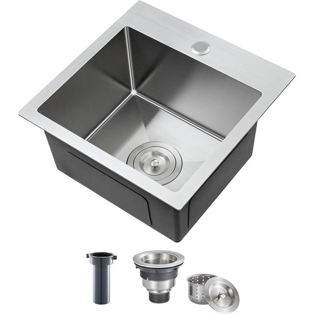 Drop-in Kitchen Sink Single Bowl Stainless Steel Kitchen Sink Handmade Inches Deep Top-Mount Kitchen Sink with Hole