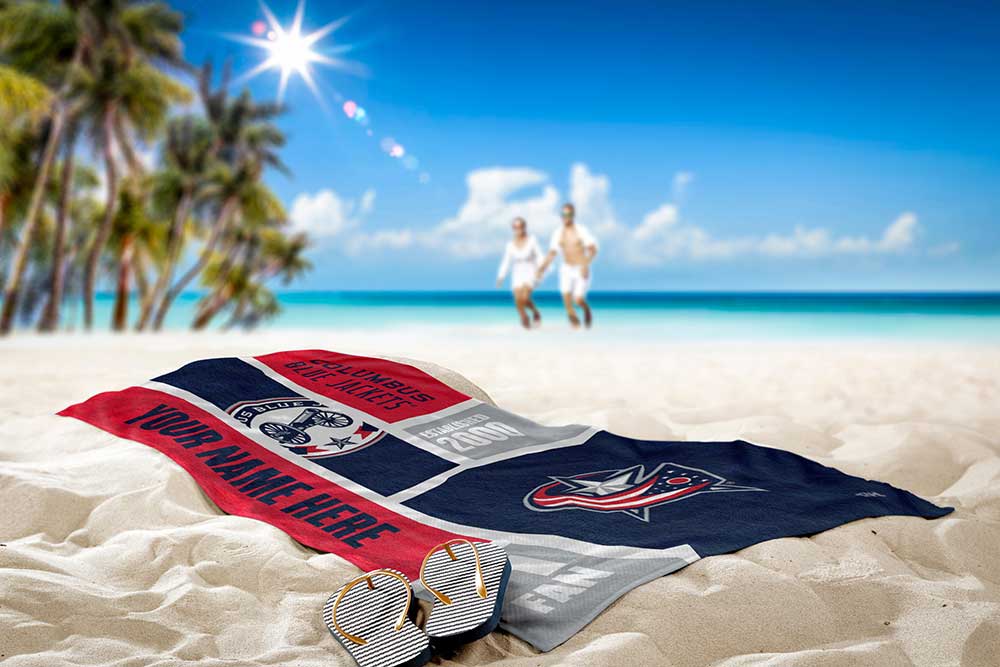 Columbus Blue Jackets NHL Colorblock Personalized Beach Towel, 30" x 60"