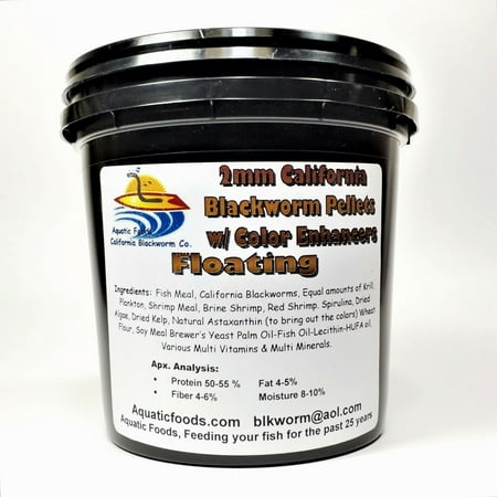 2 mm California Blackworm 1/16" Floating Pellets with Color Enhancers & Vitamins for Cichlids, Discus, All Tropical Fish…1500g / 3.3-lbs