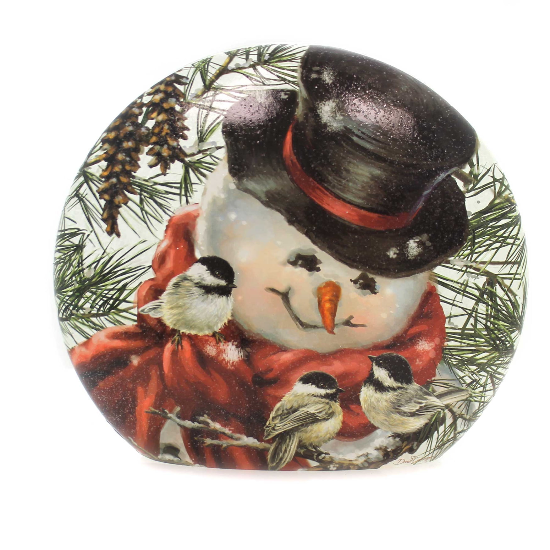 Stony Creek SNOWMAN LIGHTED ROUND VASE Glass Electric Dgh8242 C