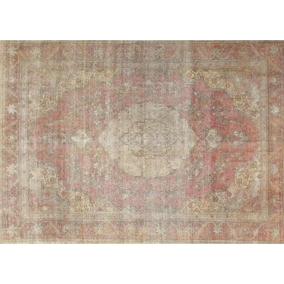 Ahgly Company Indoor Rectangle Traditional Orange Salmon Pink Persian Area Rugs, 7' x 10'