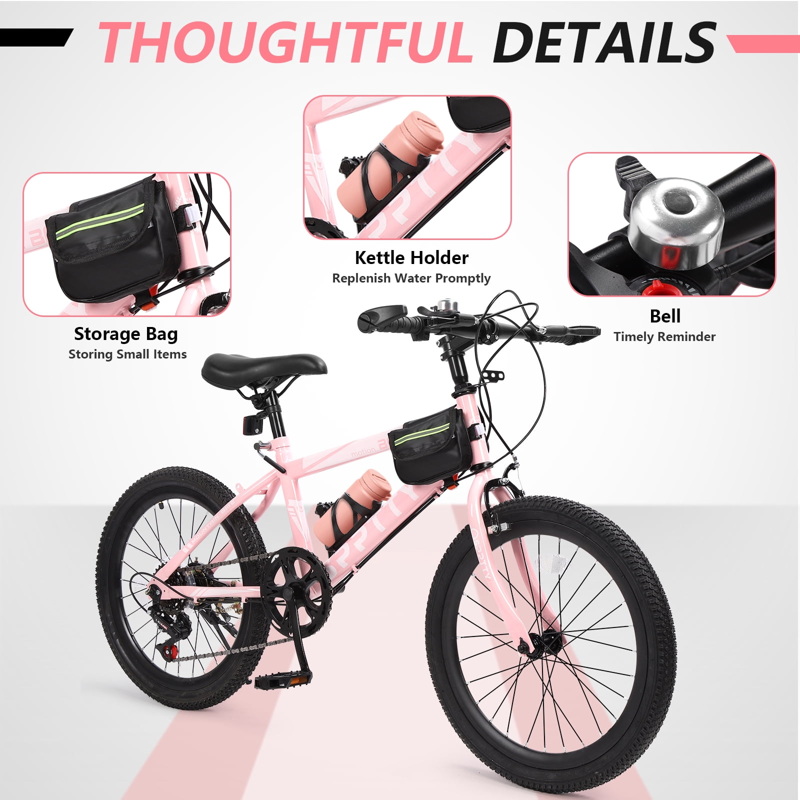 20-24 inch Bike,6-Speed Mountain Bike for Men Women Boys Girls,Comfort Saddle,Pink