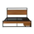 thumbnail image 4 of Paproos Queen Size Bed Frame with 2 Storage Drawers, Heavy Duty Metal Platform Bed with Sockets, USB Ports, and Slats Support, Queen Bed with Headboard and Footboard, No Box Spring Needed, Black, 4 of 12