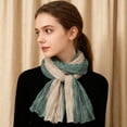 thumbnail image 3 of Xinwanna Ladies Shawl Scarf Color-Blocking Pleated Design Versatile Scarf Autumn Winter Outdoors Commuting Long Scarf (Yellow), 3 of 13