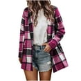 thumbnail image 1 of IROINNID Women's Shacket Jacket Long Sleeve Plaid Notch Lapel Outwear, Loose Plaid Lapel Cardigan Jacket with Pocket, 1 of 6