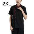 thumbnail image 4 of Qarigey Ropa transpirable de manga corta para hombres y jóvenes de Chef, suministros de comida, conjunto de uniforme de Catering, ropa de trabajo Unisex Camisetas Negro 2XL Qarigey AP011130-04, 4 of 6