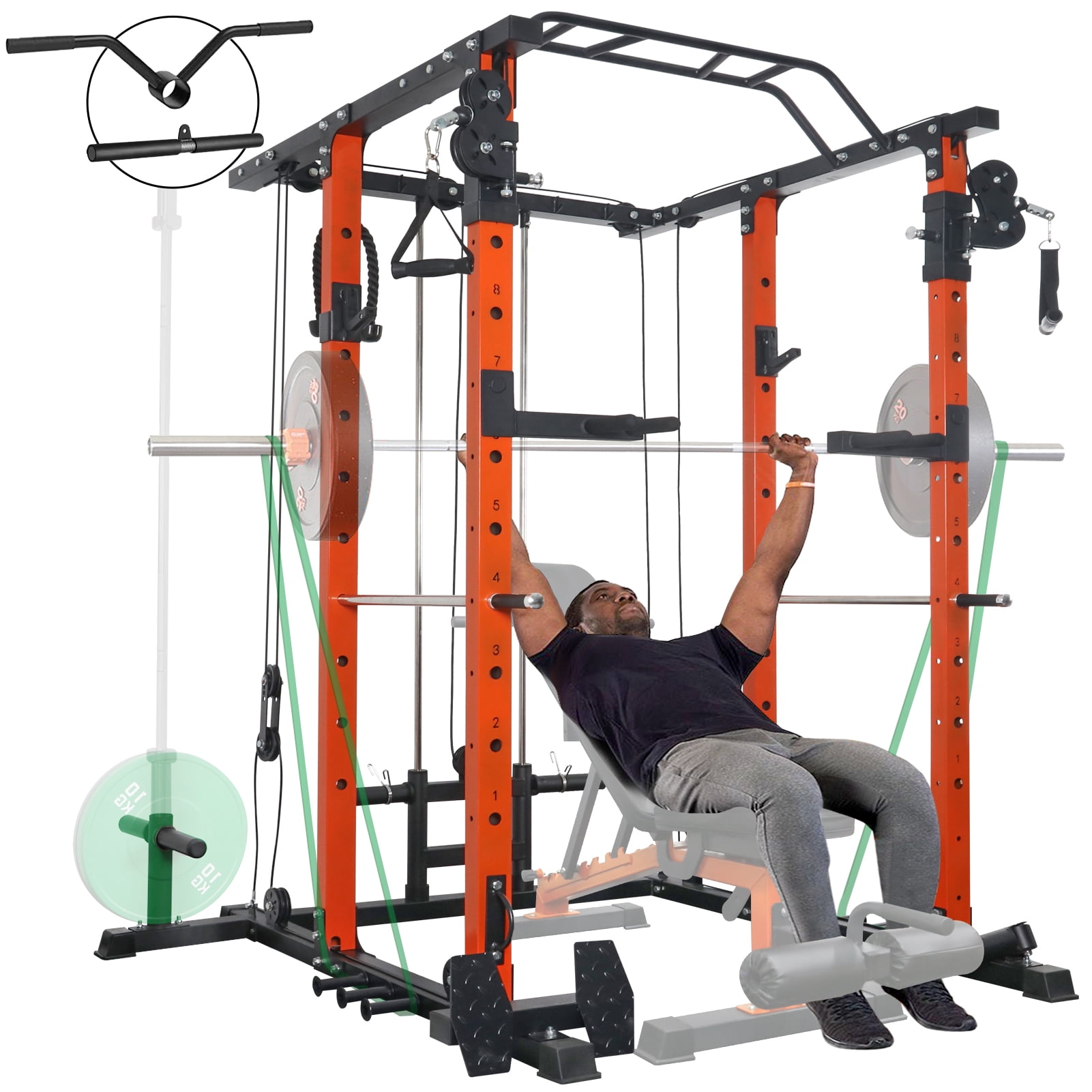 ELEVTAB Power Rack Cage, 1500 lbs Weight Rack with Cable Crossover