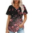thumbnail image 7 of Spring Tops for Women Viikei Womens Tops Dressy Blouse,Tops for Women 2025,Ladies' Casual Short Sleeved Loose Round Neck Floral Print Top Multicolor XXL, 7 of 7