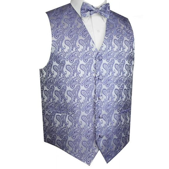 "BEST TUXEDO" Men's Formal, Wedding, Prom, Homecoming, Tuxedo Vest, Bow-tie - Lavender Paisley