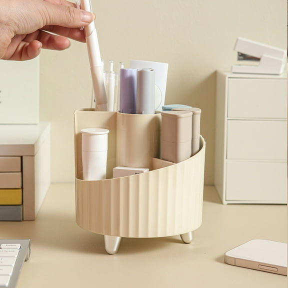 360掳 Rotating Makeup Brush Holder Organizer, Cosmetic Display Case with Slots for Lip Gloss, Nail Polish, Perfume, Bathroom & Vanity Counter Storage, Compact Container Organizer Cup