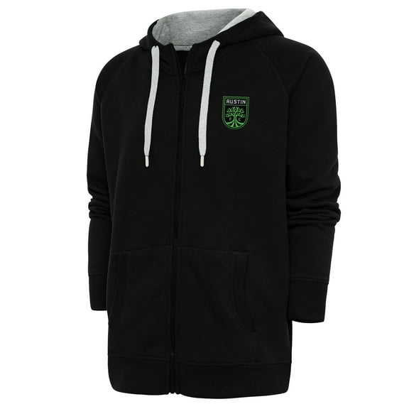 Men's Antigua Black Austin FC Logo Victory Full-Zip Hoodie