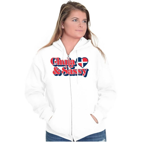 Chula and Sassy Cute Proud Dominicana Zip Hoodie Sweatshirt Women Brisco Brands S