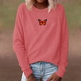 thumbnail image 2 of Blouse à Manches Longues pour Femmes Imprimé Papillon Col Rond Chandail Ample Blouse Décontractée à Manches Longues, 2 of 6