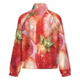 thumbnail image 6 of Jackets for Women Winter Coat Jackets Flannel Stand Collar Jacket(Strawberry Fruit Watercolor,Size:S-4XL), 6 of 7