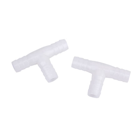 2 x 12mm Plastic Equal Tee Connector Barbed Pipe Fitting Air/Water Hose Joiner,2 x Plastic Connector,White