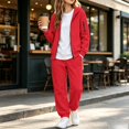thumbnail image 5 of Girls' Clothing Sets Sweatsuit Causal Zip Up Hoodie Sweatshirt and Sweatpants Girls Clothes Fall Trendy Y2k Girls Athletic Sets Red 12-13 Years, 5 of 7