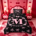 thumbnail image 2 of meiyoeat Cute Coquette Bow Twin Duvet Cover,Pink Monogram M Letter Twin Bedding For Girl,Pink Reversible,2pcs,1 Duvet Cover and 1 Pillowcase, 2 of 6