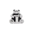 thumbnail image 2 of Letter I Teddy Bear Kids Charm .925 Sterling Silver Antiqued Reflection Beads, 2 of 5