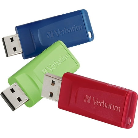 Verbatim, VER99122, 16GB Store 'n' Go USB Flash Drive - 3pk - Red, Green, Blue, 3 / Pack, Blue,Green,Red