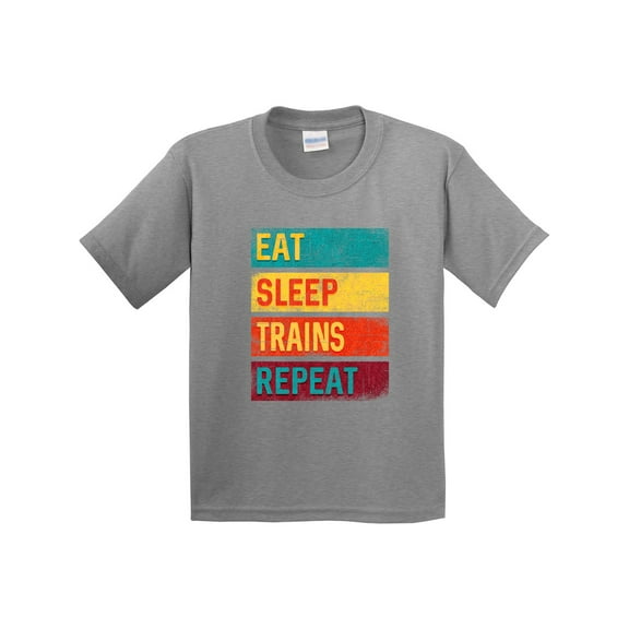 Inktastic Eat Sleep Trains Repeat Youth T-Shirt