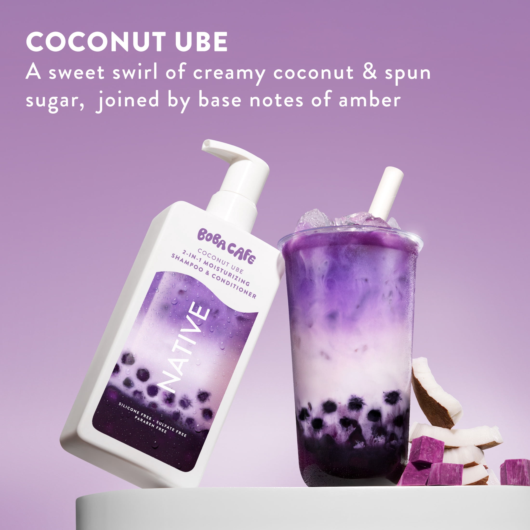 (6 pack) Native 2-in-1 Moisturizing Shampoo and Conditioner Coconut Ube 16.5 fl Oz