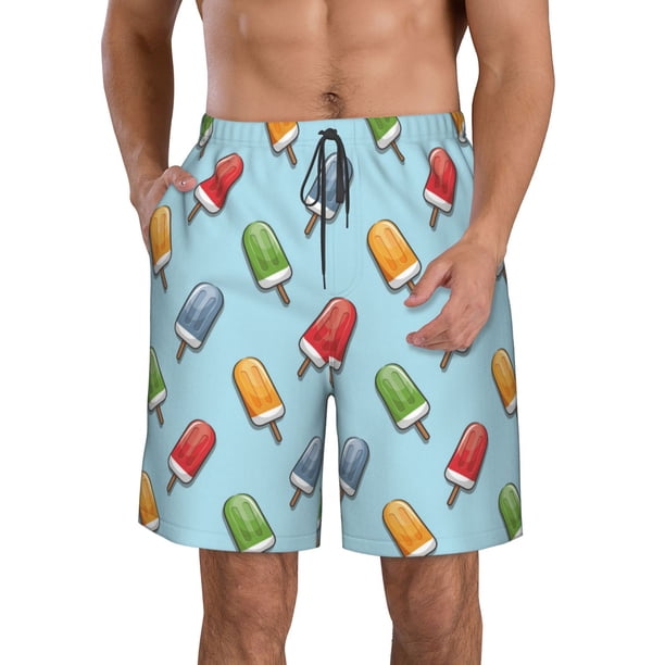 Fotbe Modern Ice Cream Trajes de Baño Estampados para Hombre, Shorts de Verano de Secado Rápido, Ropa de Playa, Bañadores-Large