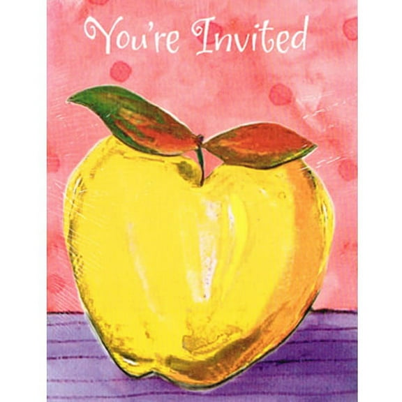 Happy Birthday 'Watercolor Apple' Invitations w/ Envelopes (8ct)