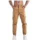 thumbnail image 4 of Pantalones cargo de longitud completa para hombre, casuales, de color sólido, con bolsillos y cintura elástica., 4 of 5