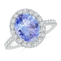 ANGARA Natural Oval 2.9 ct Tanzanite Halo Ring with Diamond Accents in 14K White Gold for Women (Size-10x8mm) | December Birthstone, Anniversary, Jewelry Gift for Women | Natural Tanzanite Ring