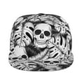thumbnail image 2 of Daiia Skull and palm leaves print Flat Bill Hats Flat Brim Trucker Cap Baseball Cap Adjustable Classic Low Profile Hat Unconstructed Plain Cap, 2 of 9