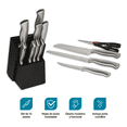 thumbnail image 5 of Cuchillos de Cocina de Acero Inoxidable (15 Pz) con Base de Madera Malubero Negro, Plateado, 5 of 5