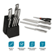 thumbnail image 5 of Cuchillos de Cocina de Acero Inoxidable (15 Pz) con Base de Madera Malubero Negro, Plateado, 5 of 5
